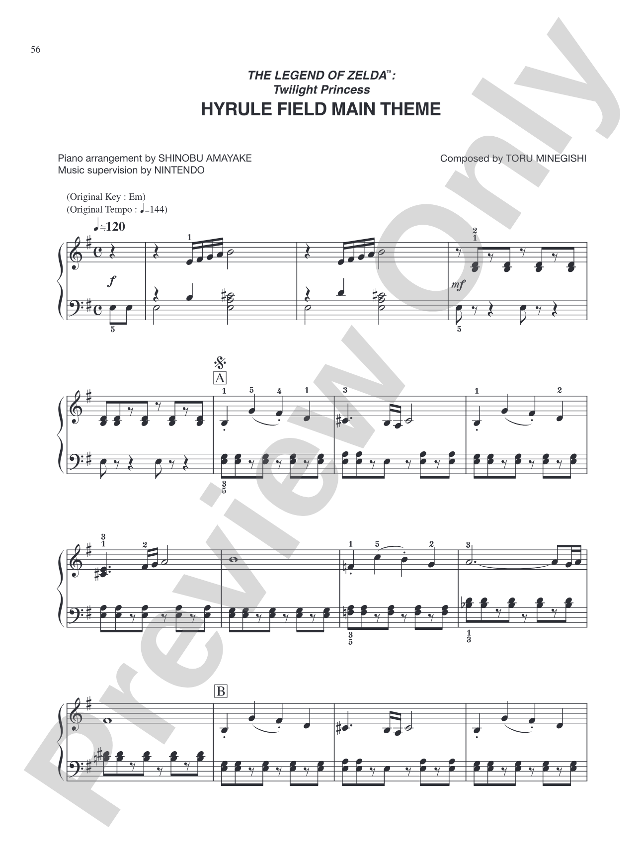 The Legend of Zelda™: Twilight Princess Hyrule Field Main Theme: Easy Piano