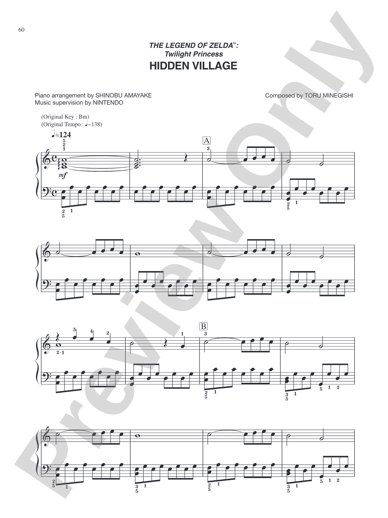 The Legend of Zelda™: Twilight Princess Hidden Village: Easy Piano