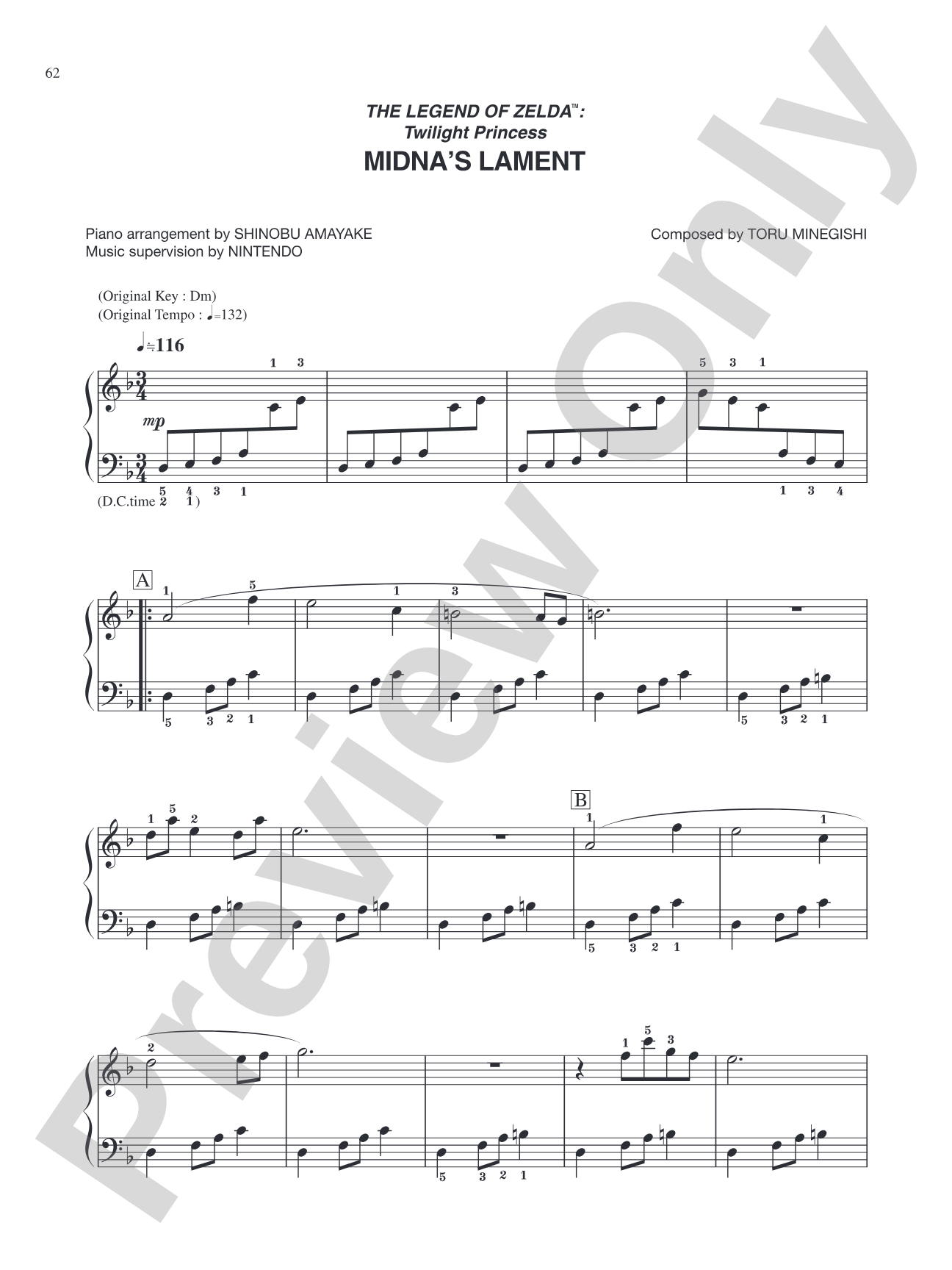The Legend of Zelda™: Twilight Princess Midnas Lament: Easy Piano