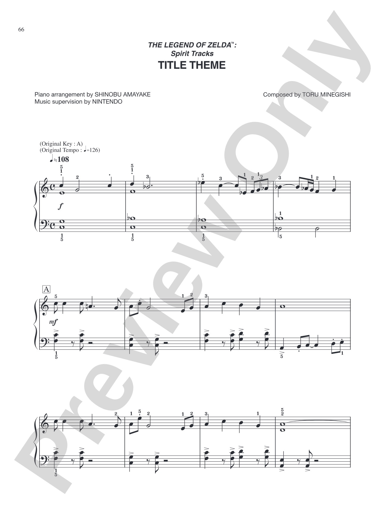 The Legend of Zelda™: Spirit Tracks Title Theme: Easy Piano