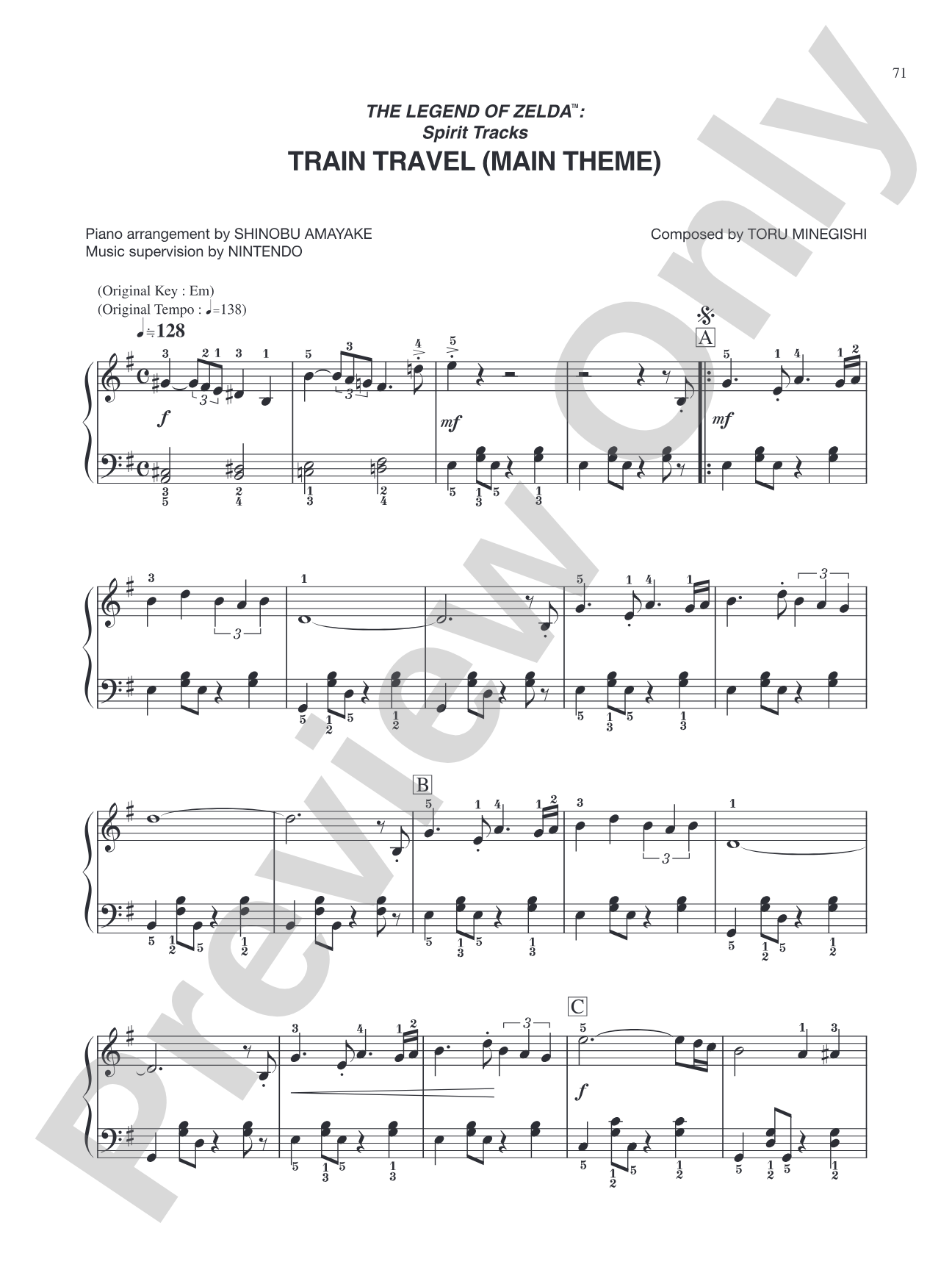 The Legend of Zelda™: Spirit Tracks Train Travel: Easy Piano