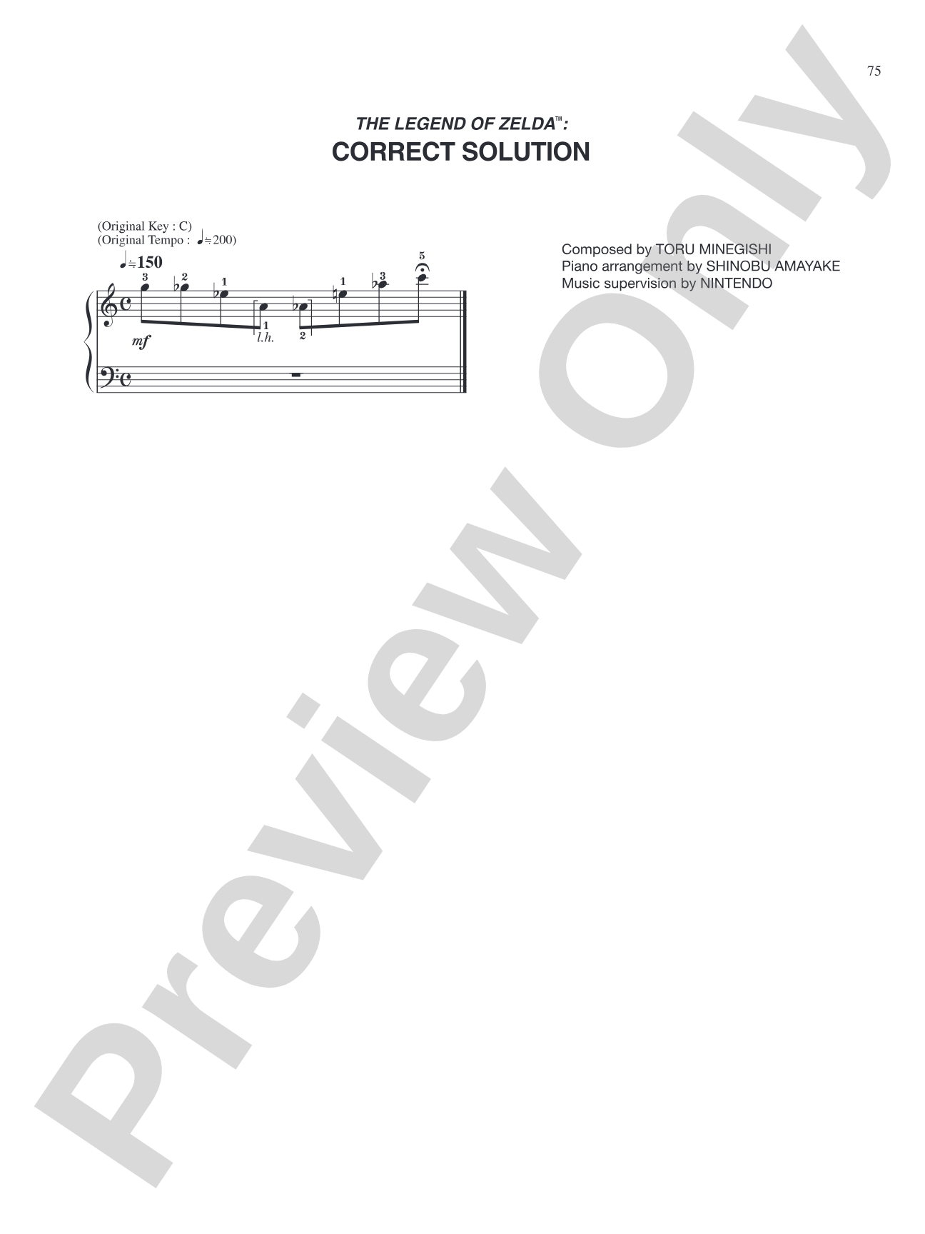 The Legend of Zelda™ Correct Solution: Easy Piano