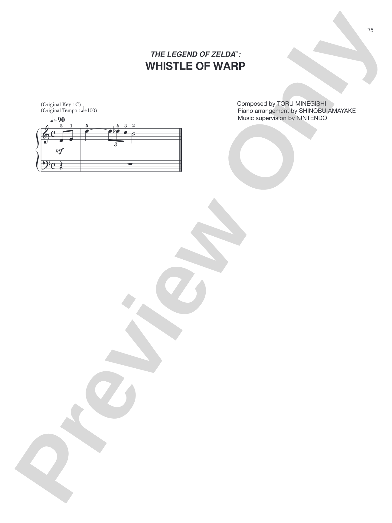 The Legend of Zelda™ Whistle of Warp: Easy Piano