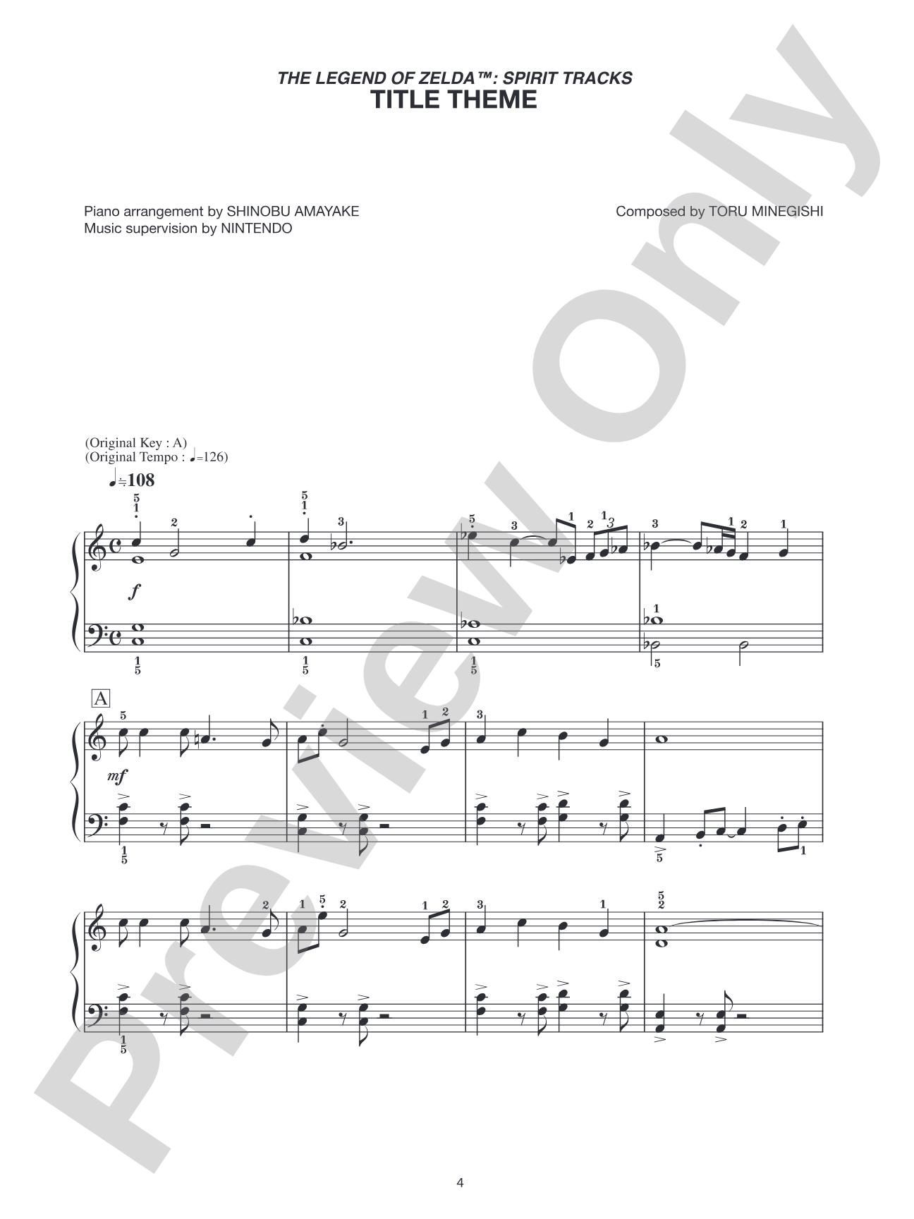 The Legend of Zelda™: Spirit Tracks Title Theme: Easy Piano