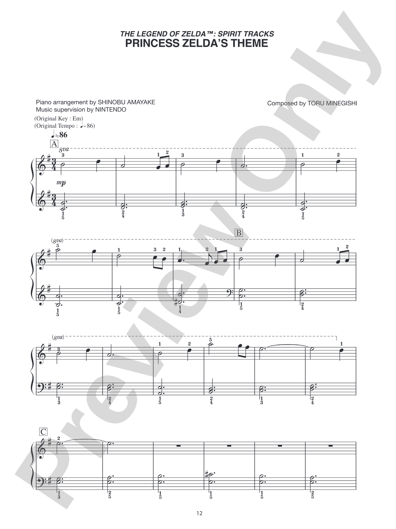 The Legend of Zelda™: Spirit Tracks Princess Zeldas Theme: Easy Piano