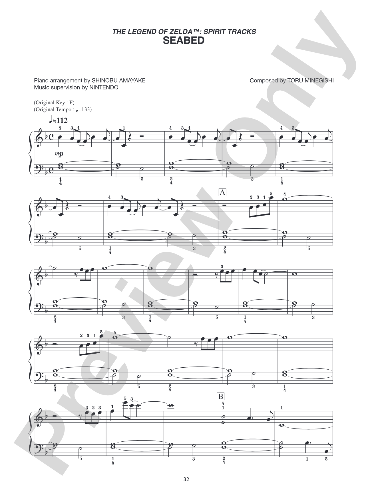 The Legend of Zelda™: Spirit Tracks Seabed: Easy Piano