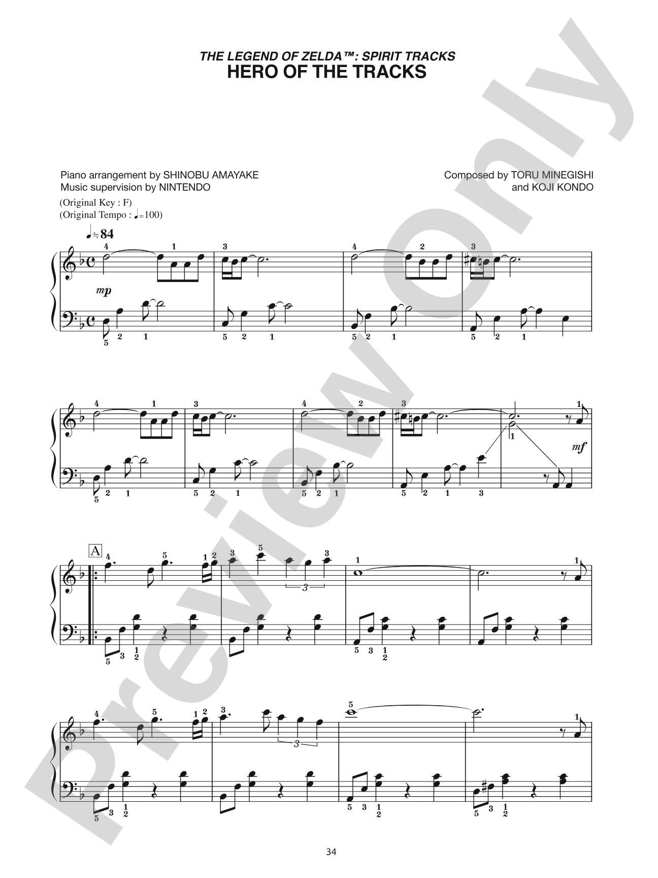 The Legend of Zelda™: Spirit Tracks Hero of the Tracks: Easy Piano