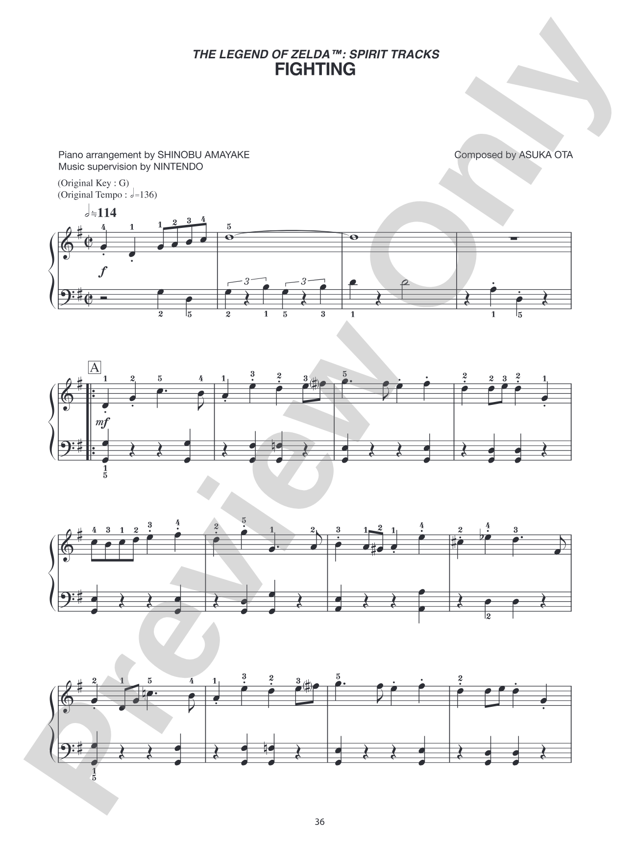 The Legend of Zelda™: Spirit Tracks Fighting: Easy Piano