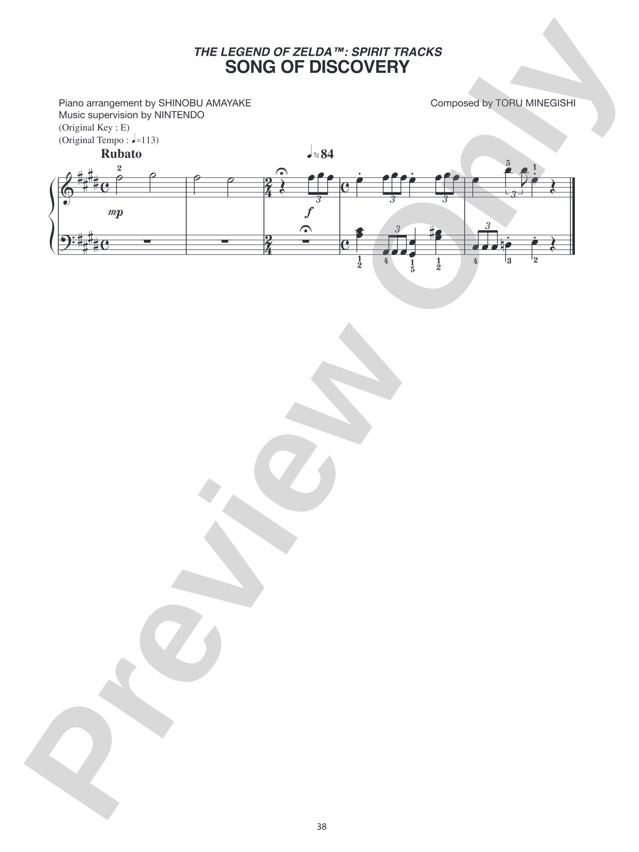 The Legend of Zelda™: Spirit Tracks Song of Discovery: Easy Piano