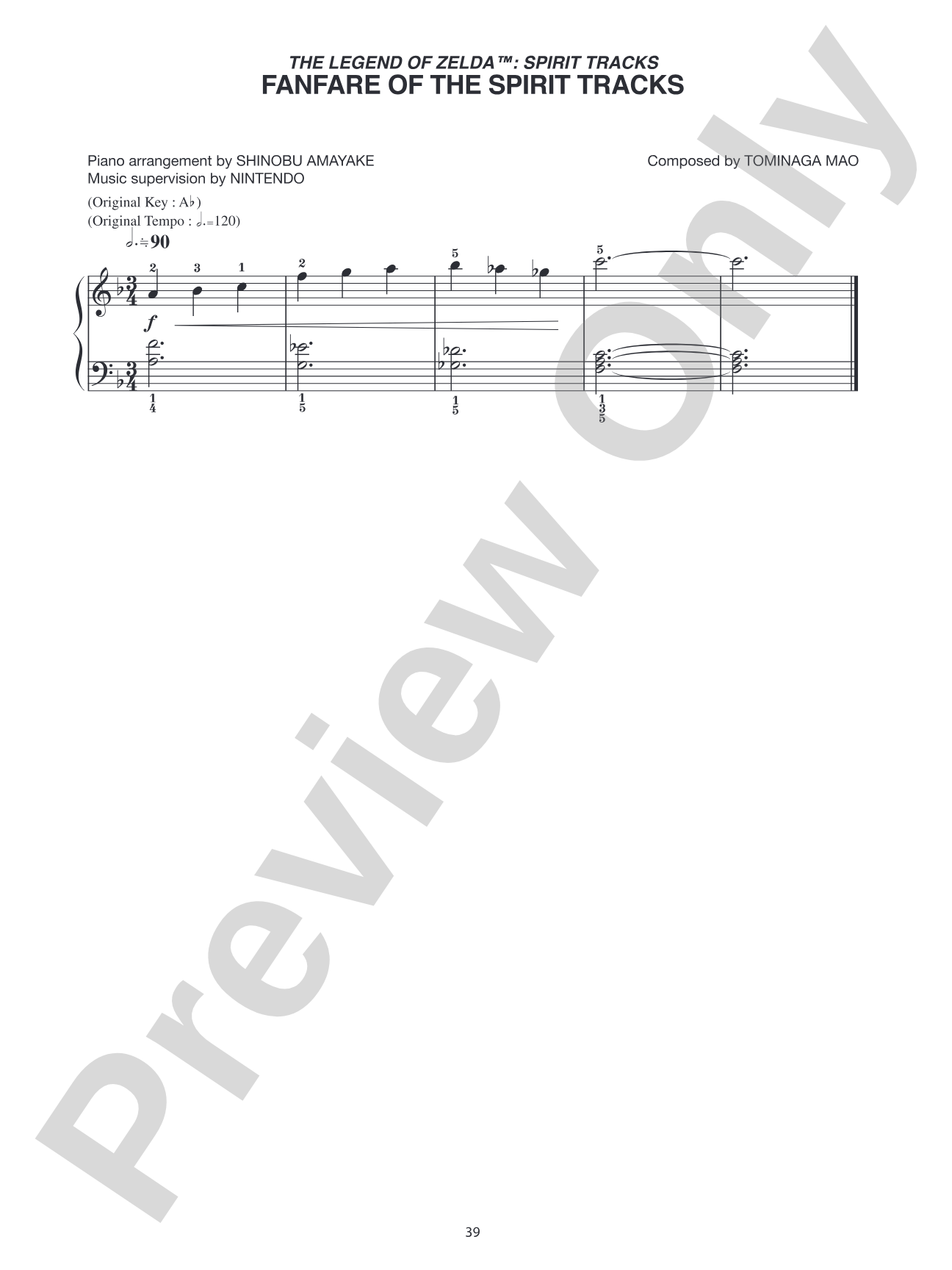 The Legend of Zelda™: Spirit Tracks Fanfare of the Spirit Tracks: Easy Piano