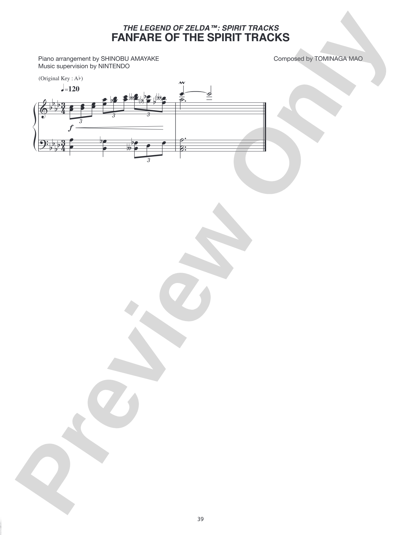 The Legend of Zelda™: Spirit Tracks Fanfare of the Spirit Tracks: Piano