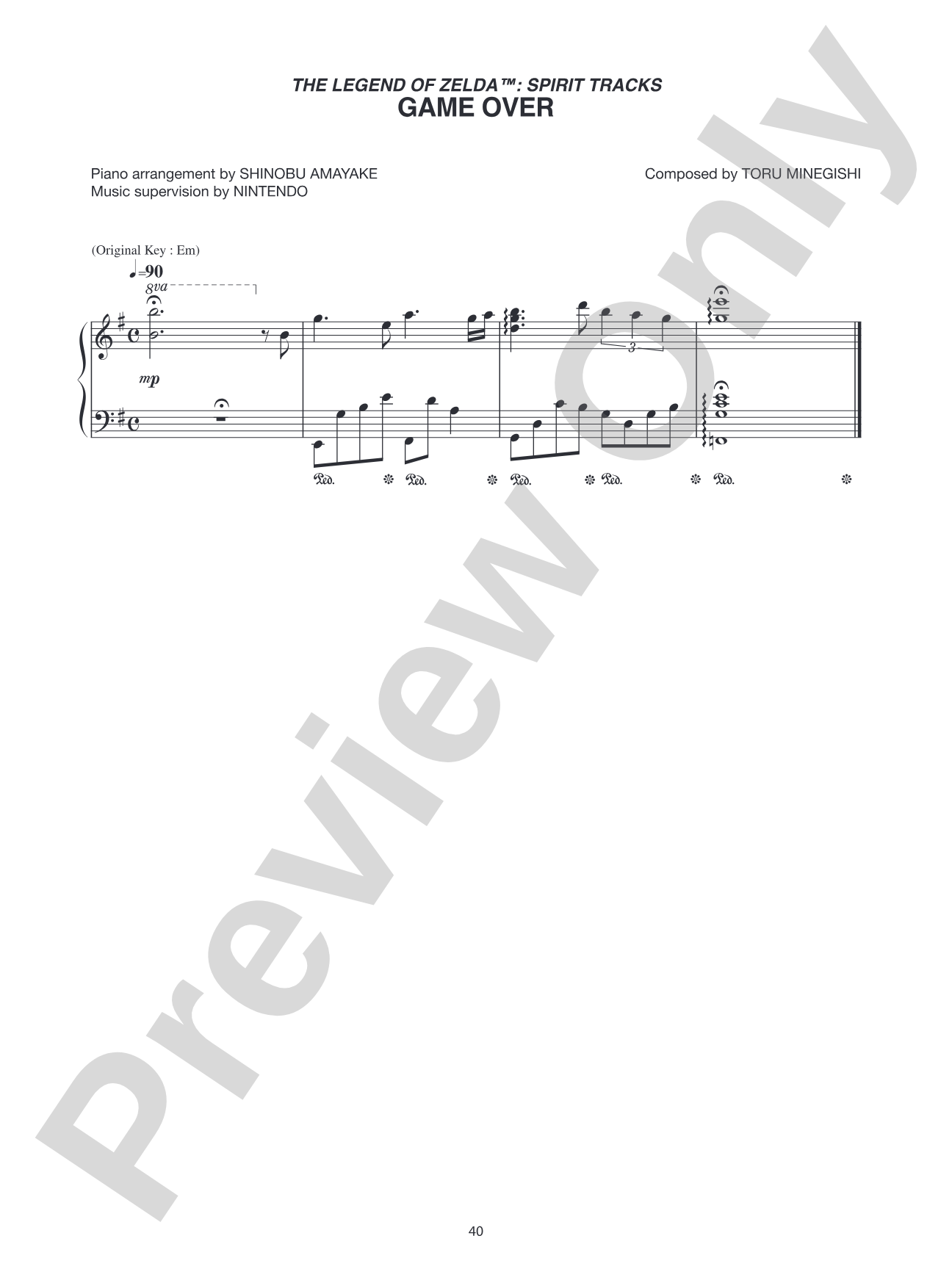 The Legend of Zelda™: Spirit Tracks Game Over: Piano