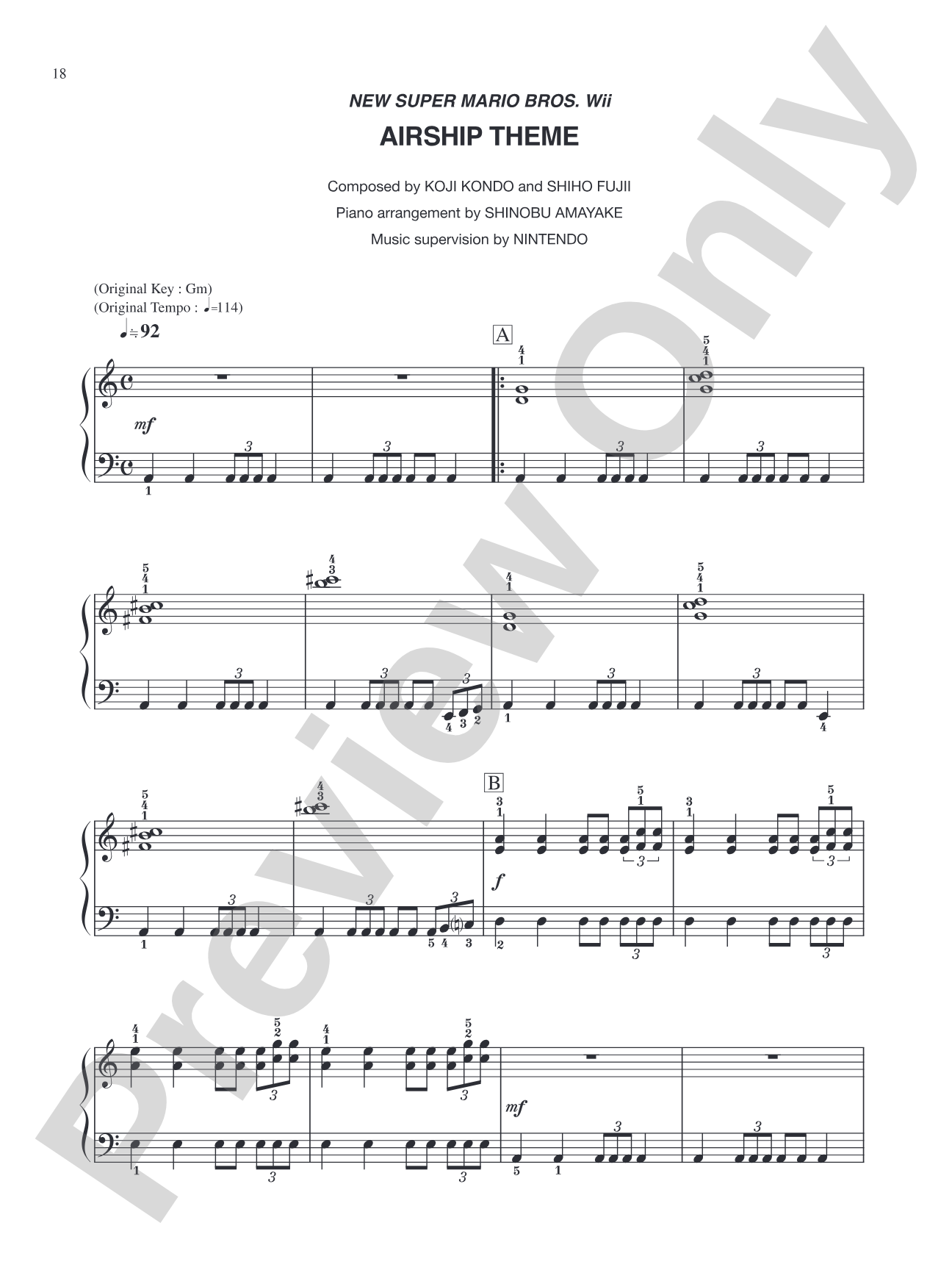 New Super Mario Bros. Wii Airship Theme: Easy Piano
