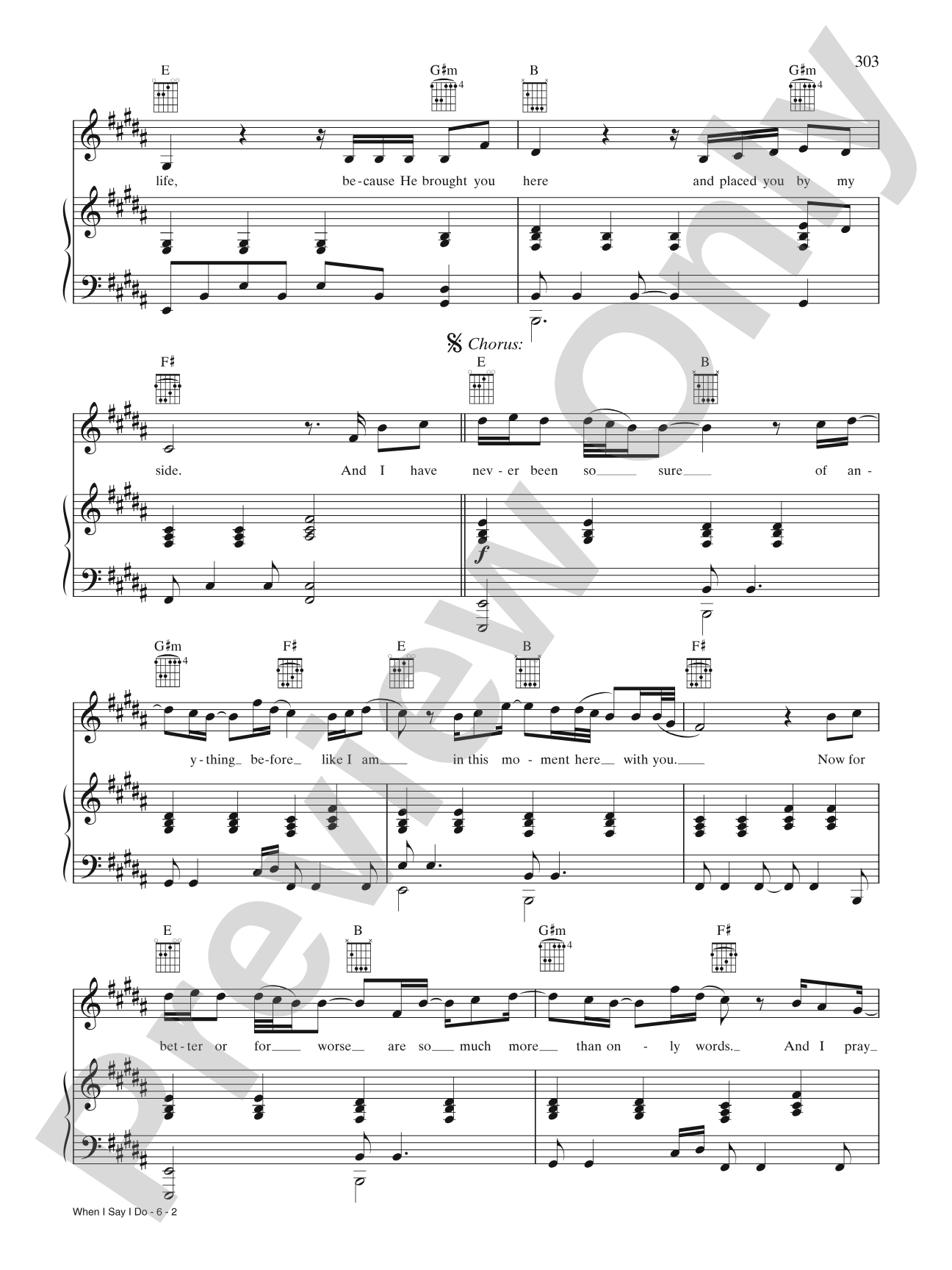 When I Say I Do: Piano/Vocal/Chords