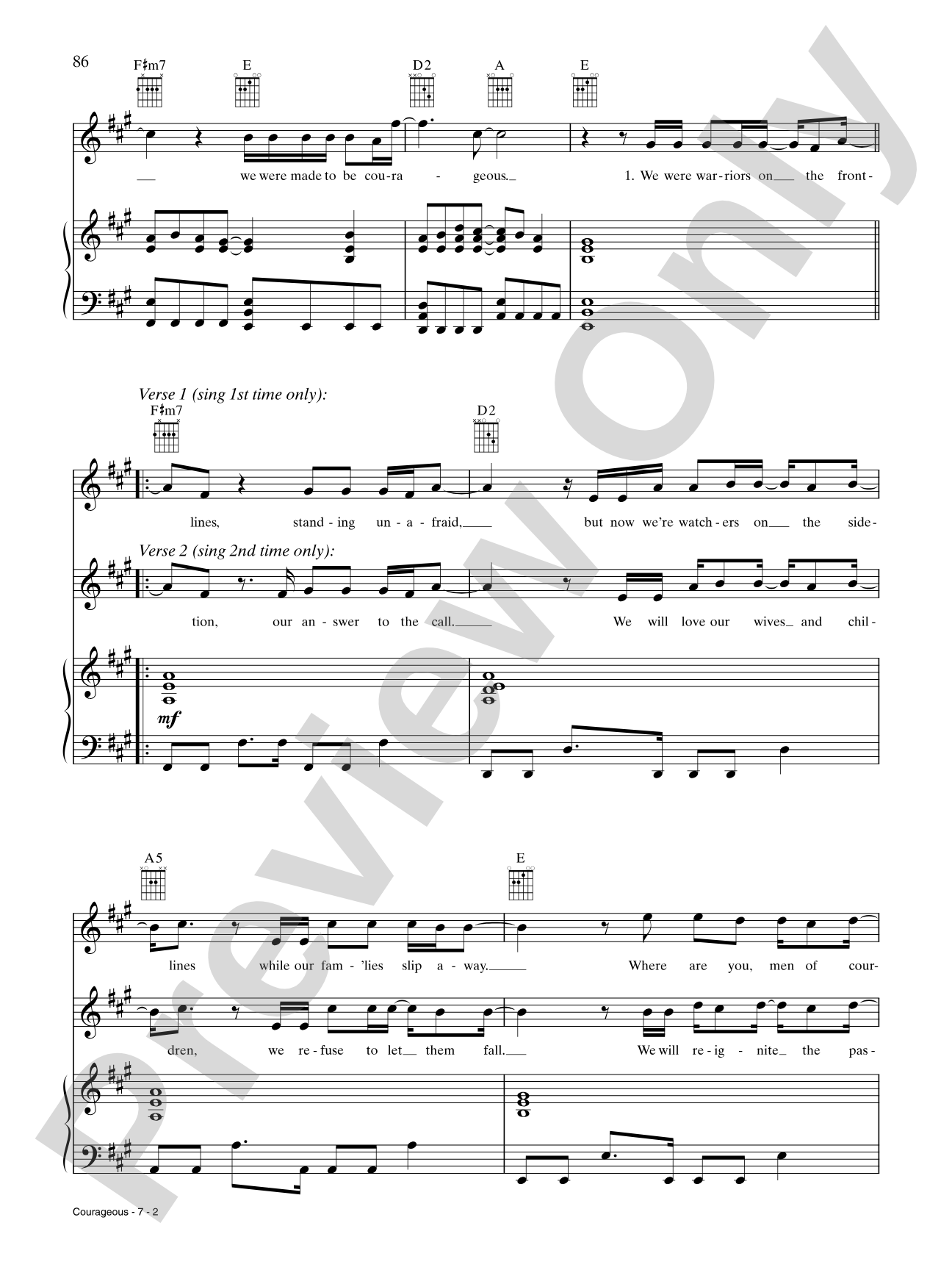 Courageous: Piano/Vocal/Chords