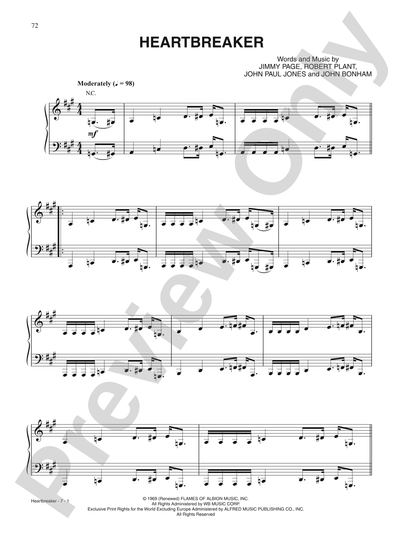Heartbreaker: Piano/Vocal/Chords