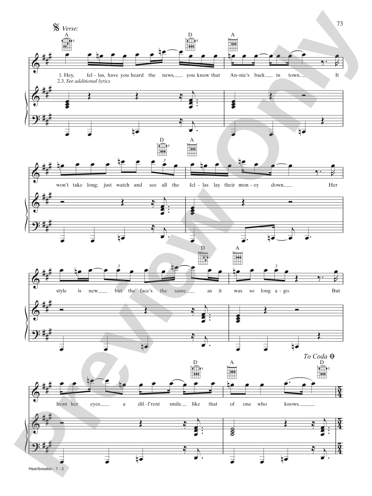 Heartbreaker: Piano/Vocal/Chords