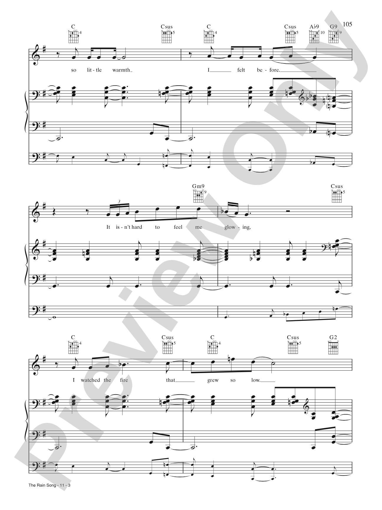 The Rain Song: Piano/Vocal/Chords