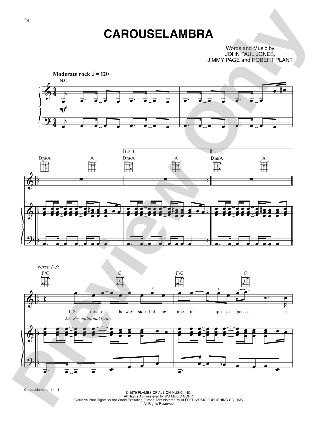 Carouselambra: Piano/Vocal/Chords