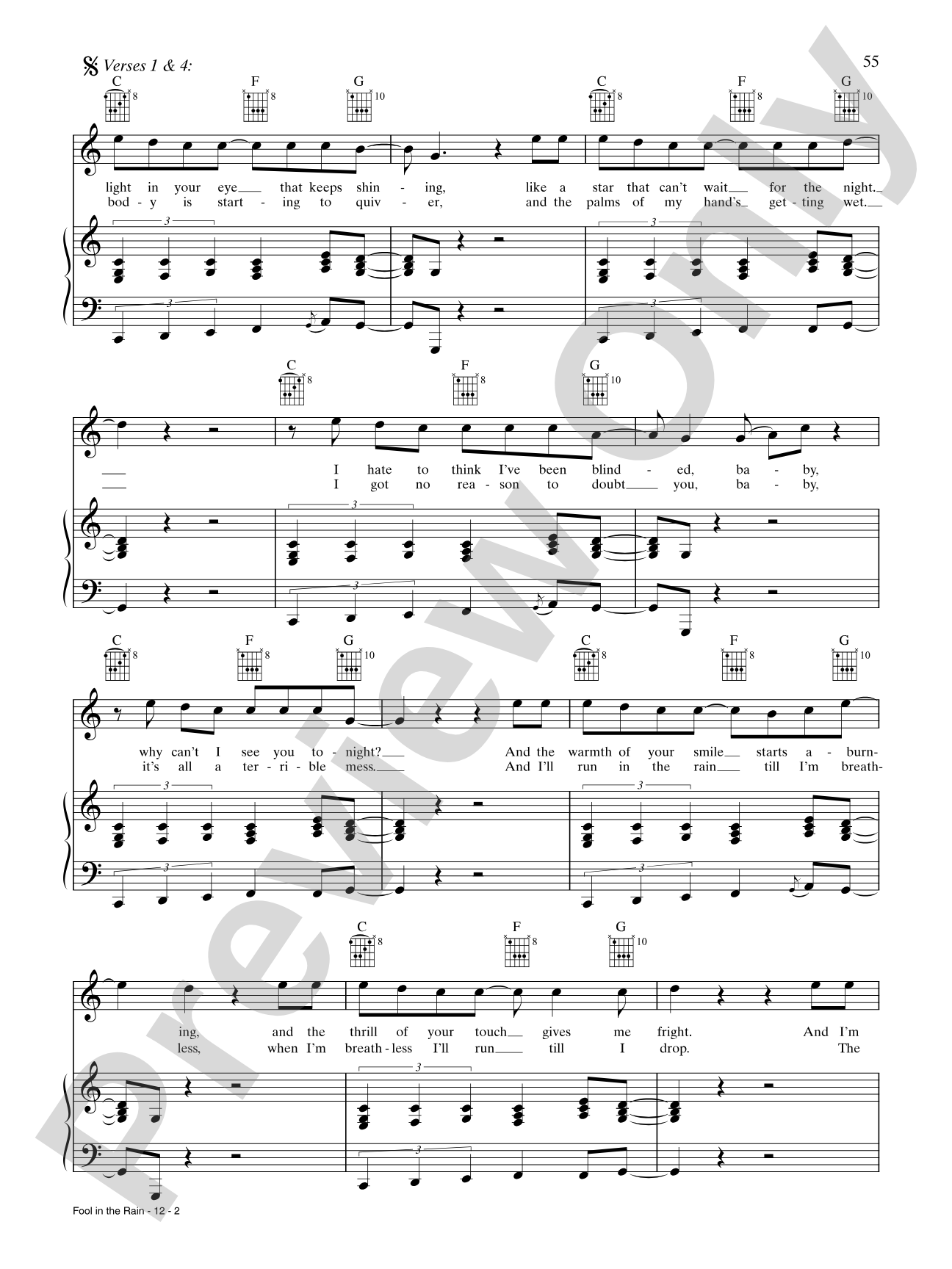 Fool in the Rain: Piano/Vocal/Chords