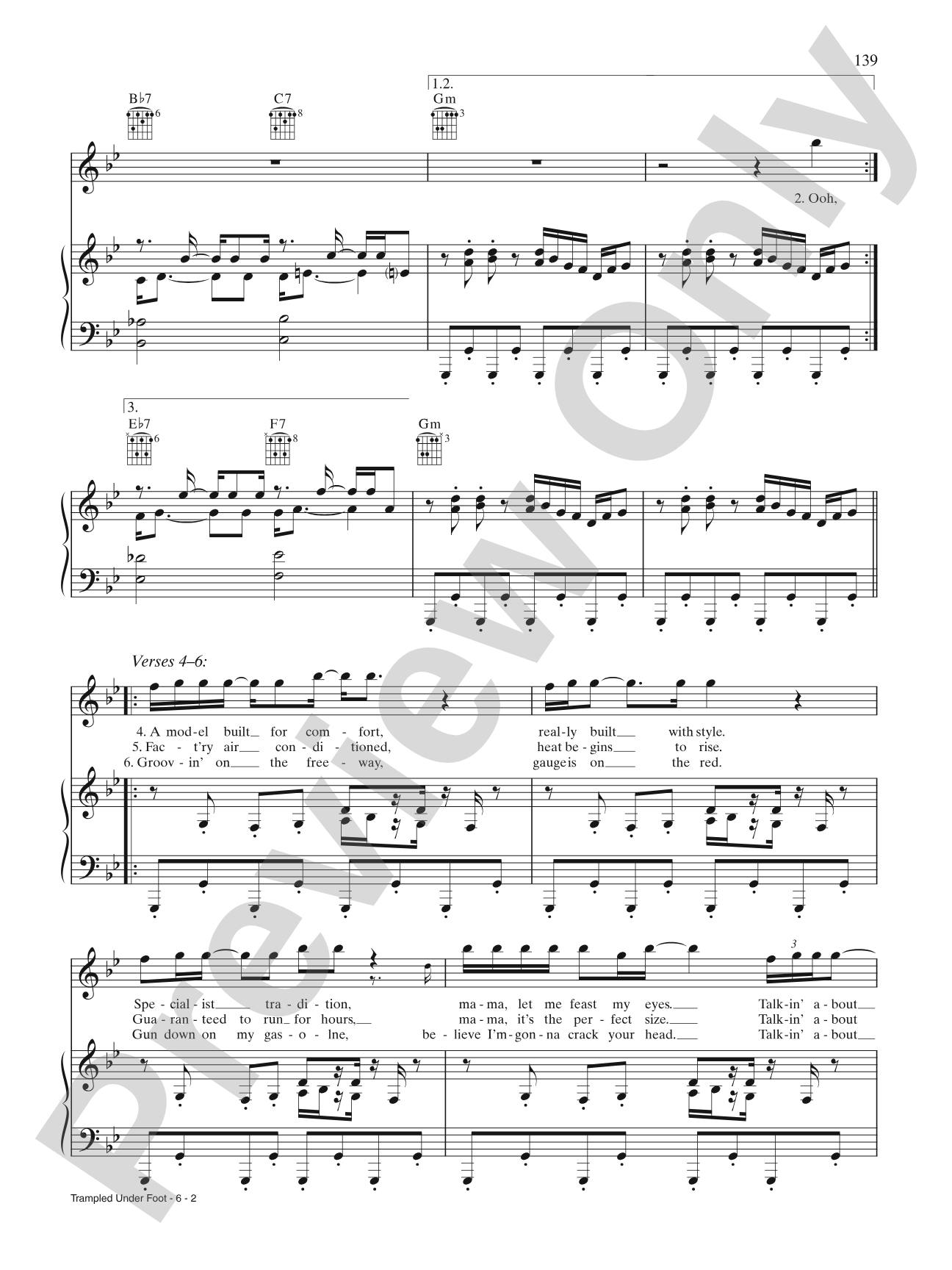 Trampled Under Foot: Piano/Vocal/Chords