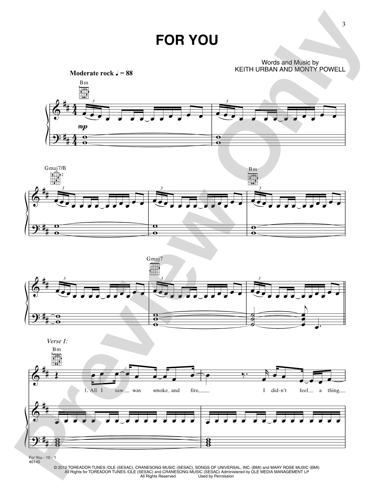 For You: Piano/Vocal/Chords
