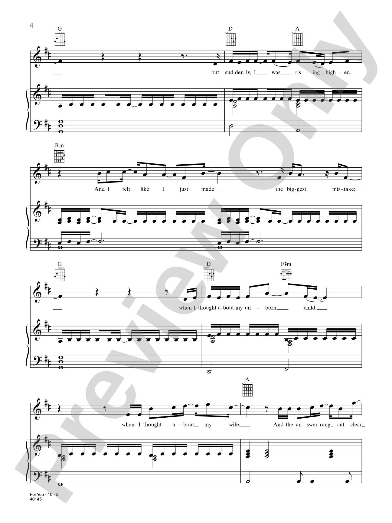 For You: Piano/Vocal/Chords