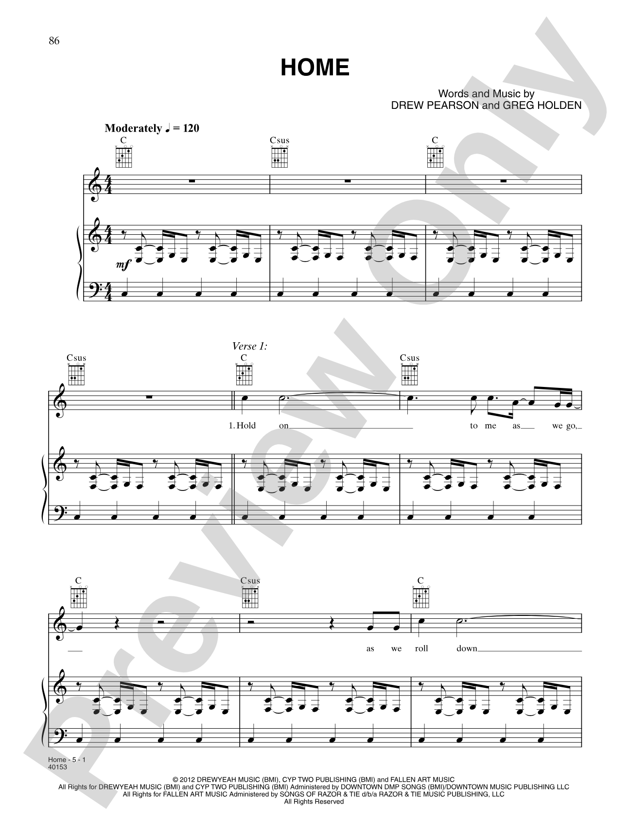 Home: Piano/Vocal/Chords