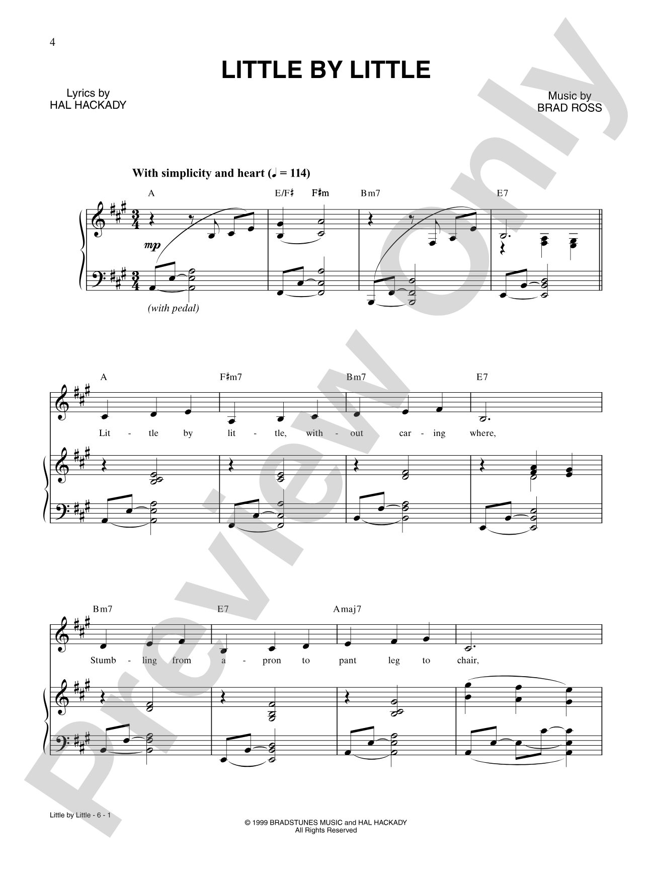 Little by Little: Piano/Vocal/Chords