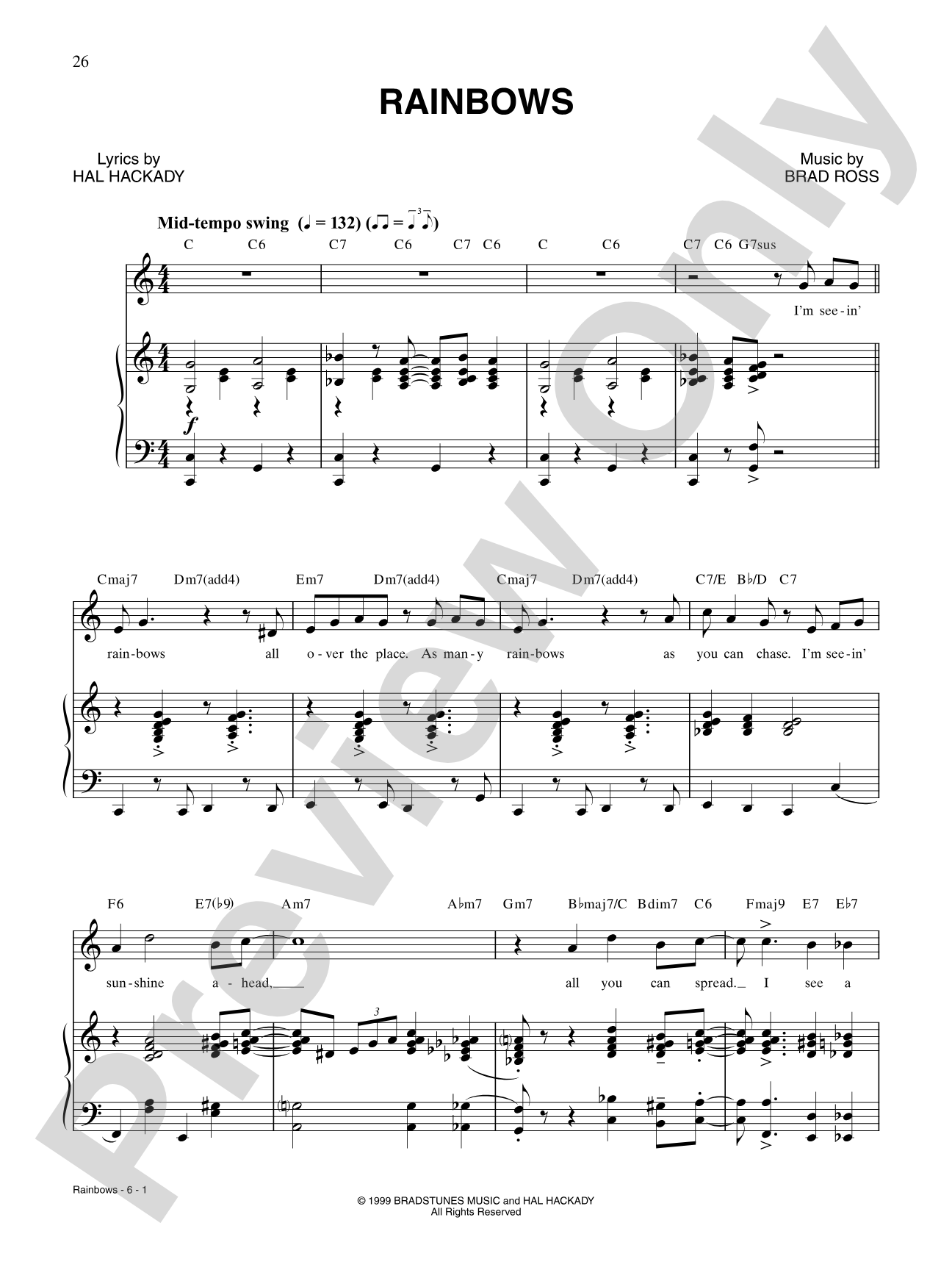Rainbows: Piano/Vocal/Chords