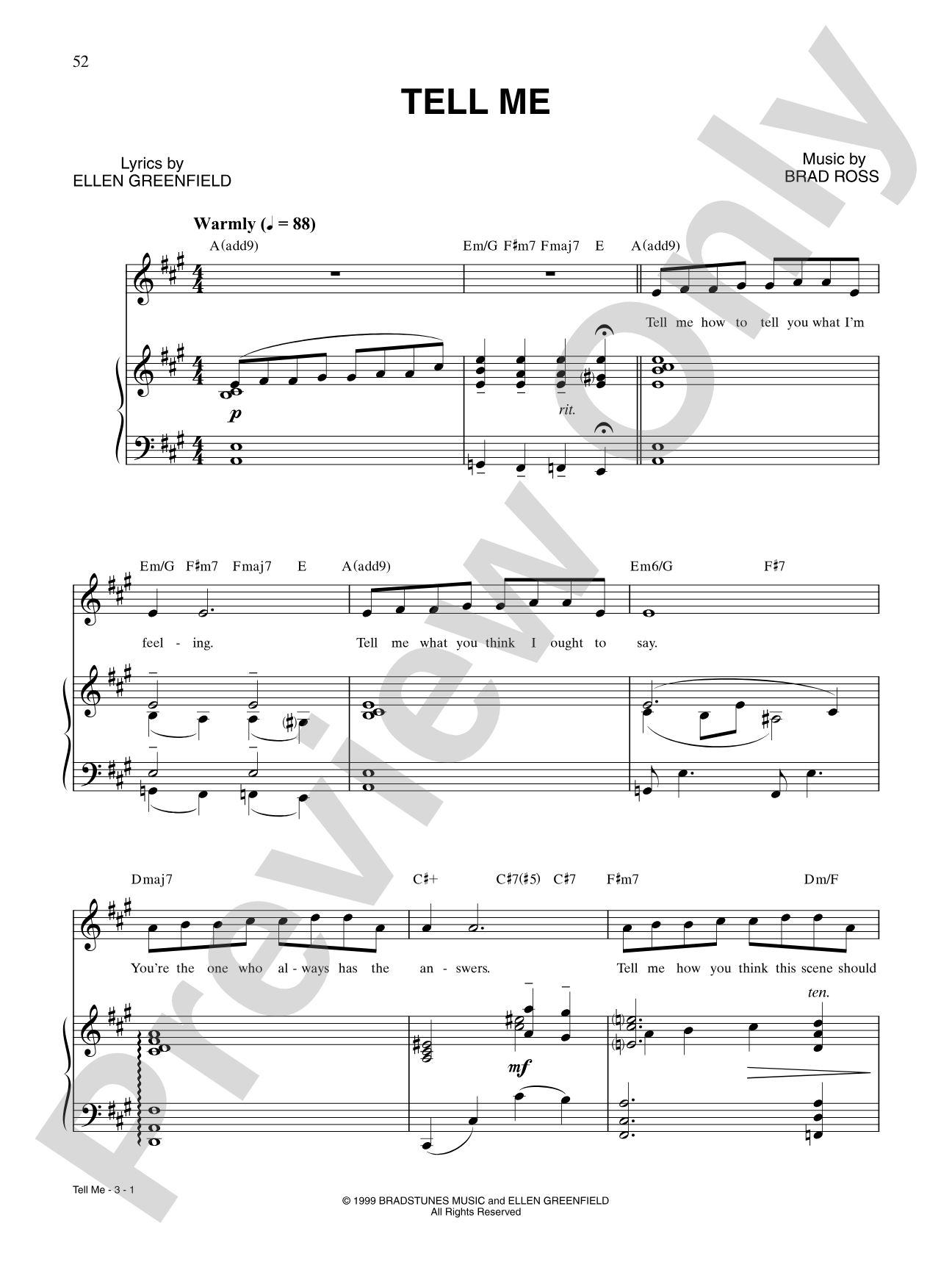 Tell Me: Piano/Vocal/Chords