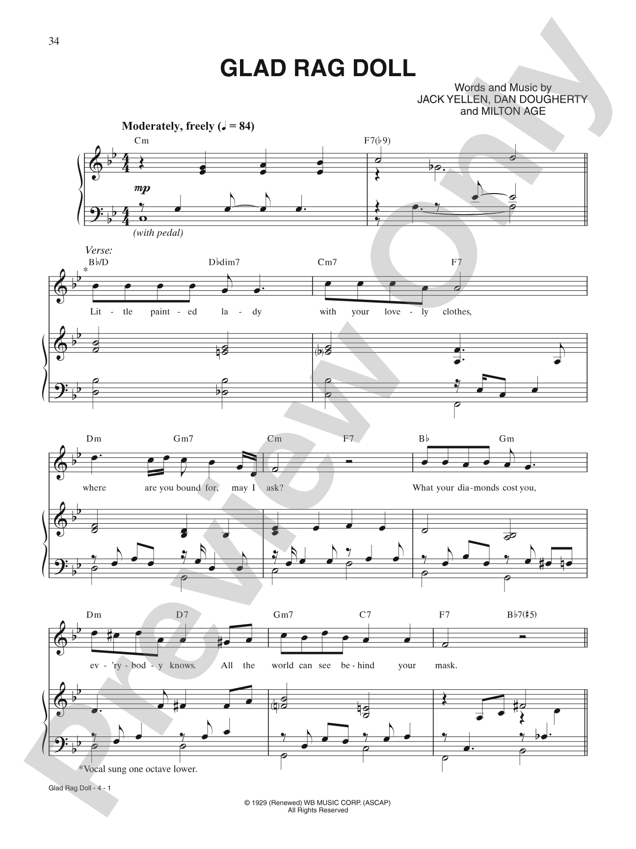 Glad Rag Doll: Piano/Vocal/Chords