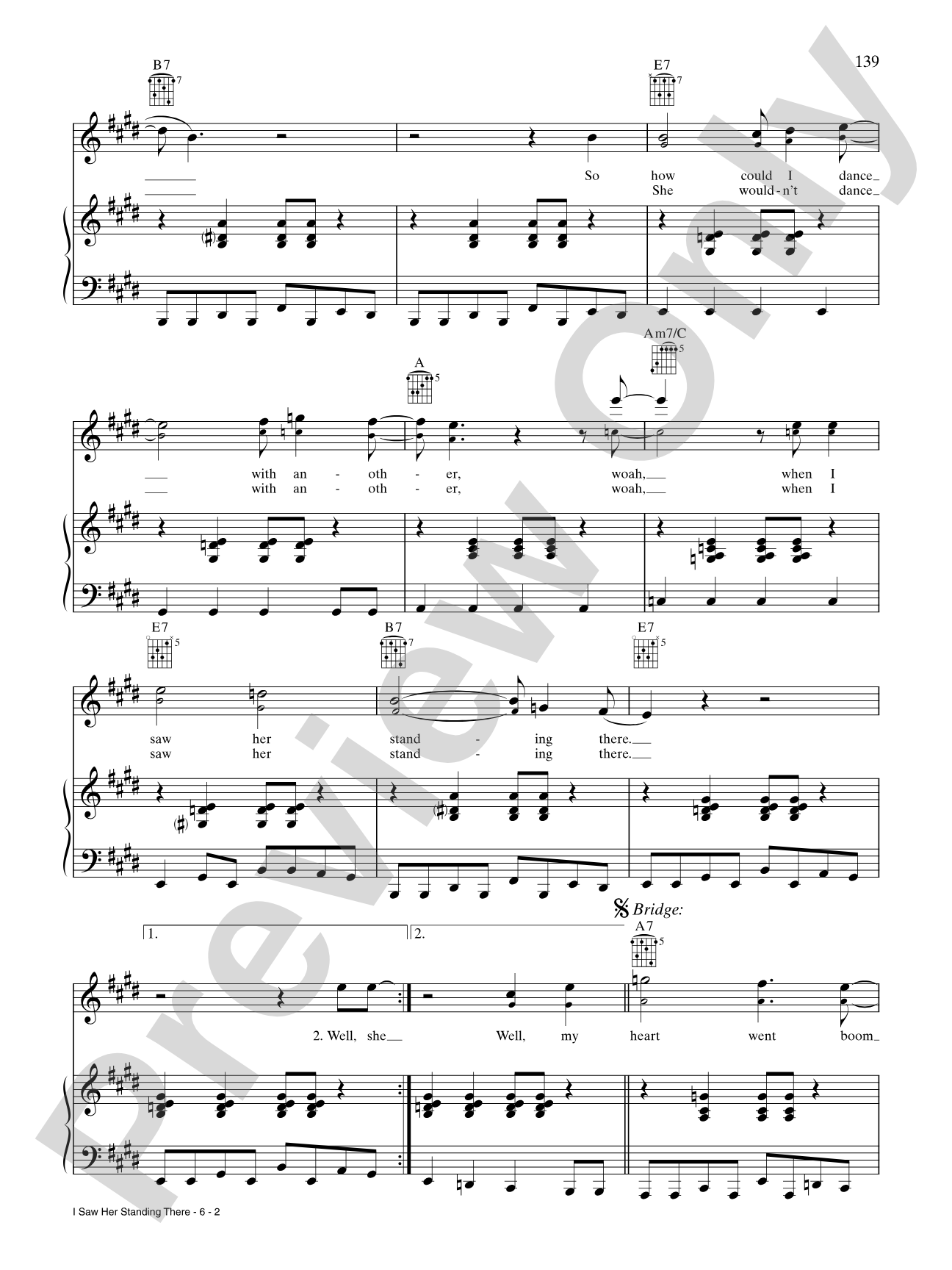 I Saw Her Standing There: Piano/Vocal/Chords