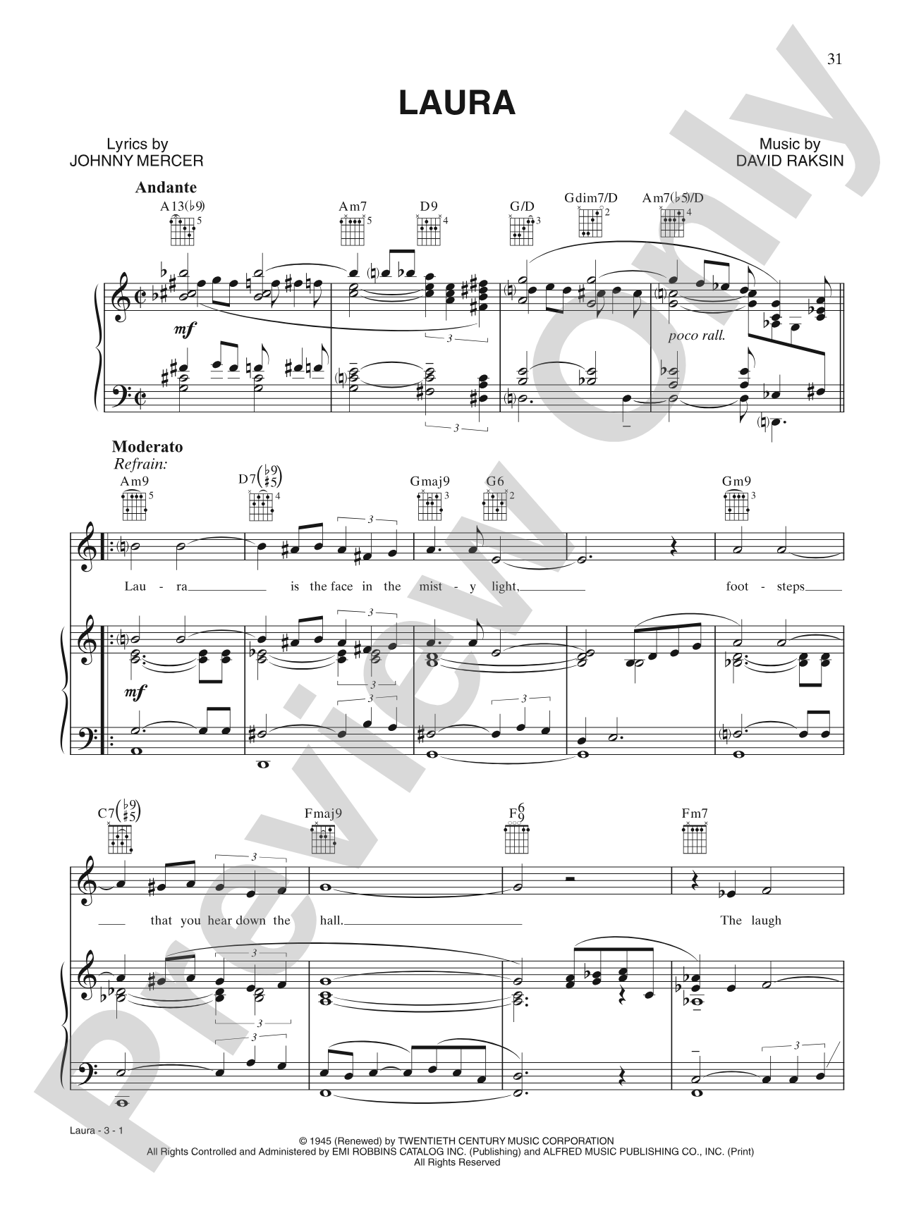 Laura: Piano/Vocal/Chords