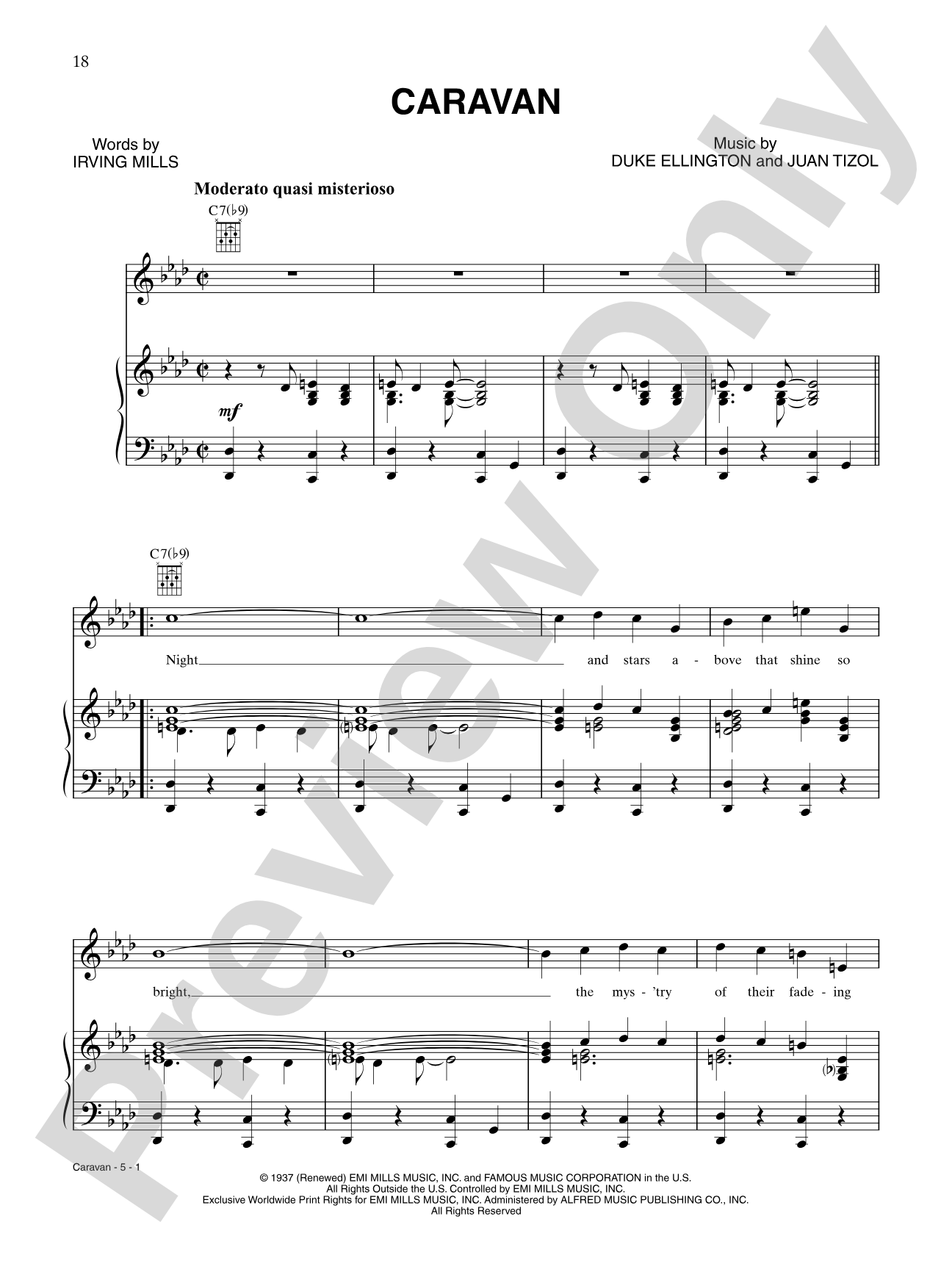Caravan: Piano/Vocal/Chords