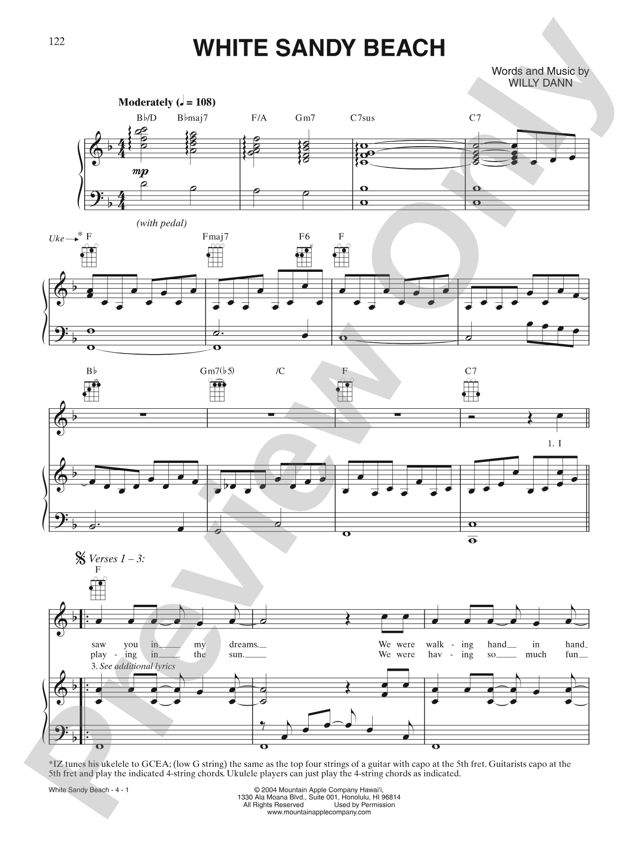White Sandy Beach: Piano/Vocal/Chords