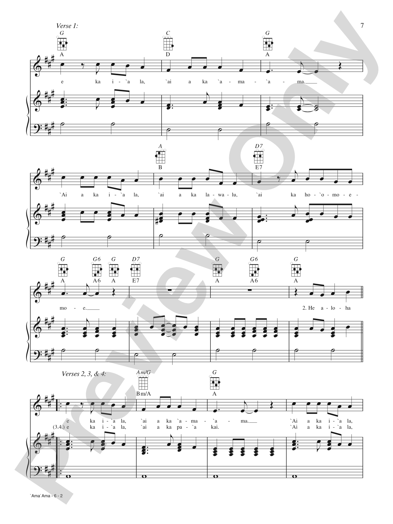 ‘Ama ‘Ama: Piano/Vocal/Chords