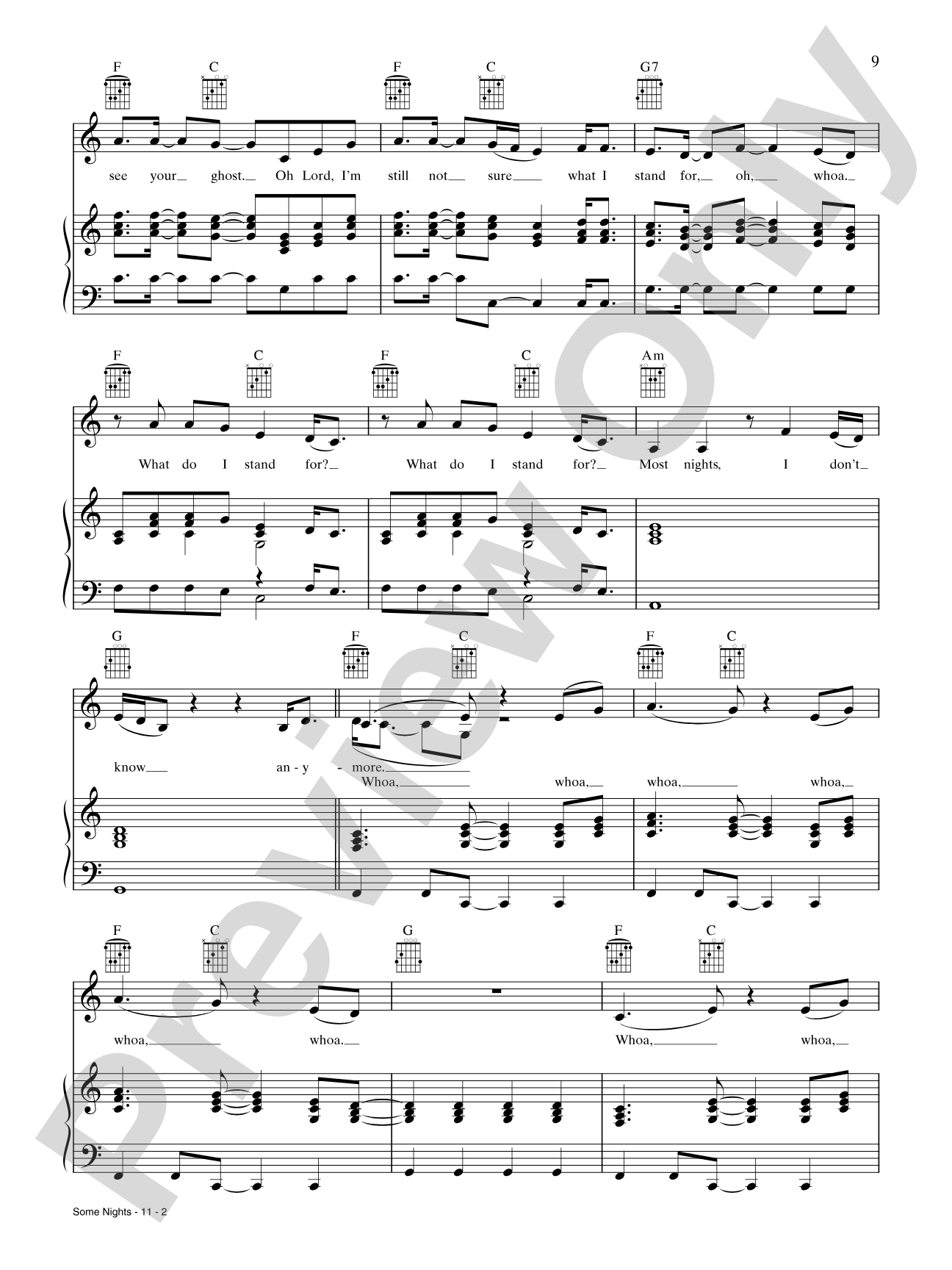 Some Nights: Piano/Vocal/Chords