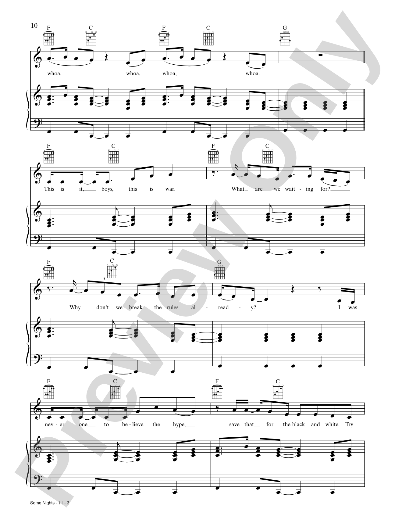 Some Nights: Piano/Vocal/Chords