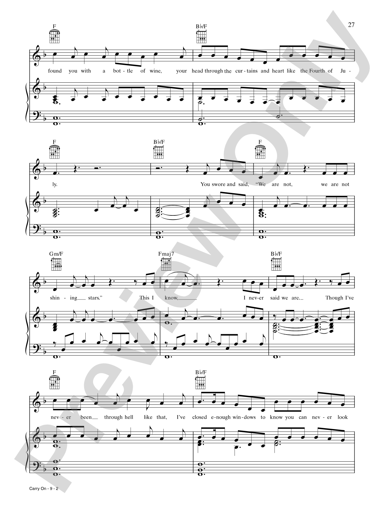 Carry On: Piano/Vocal/Chords