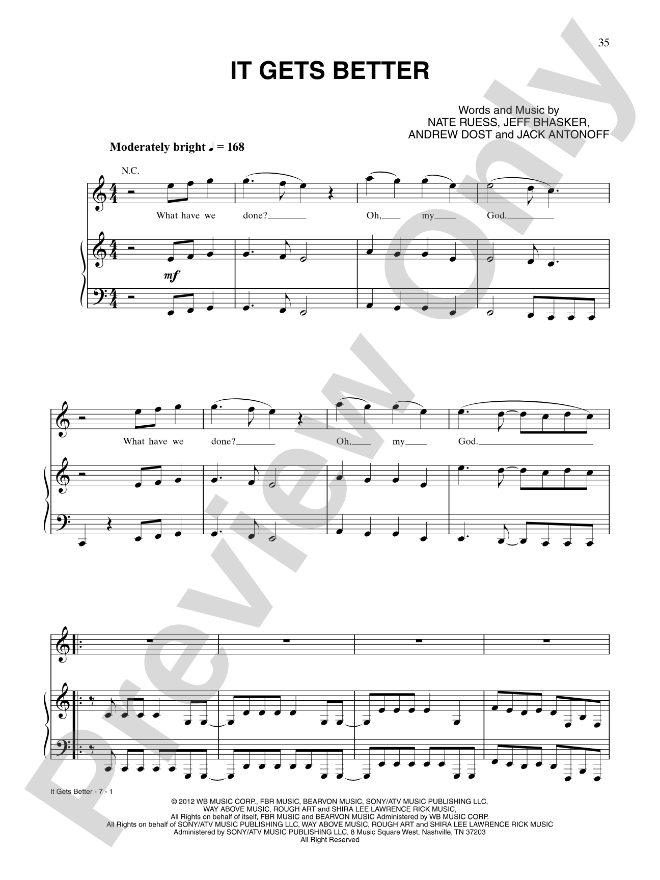 It Gets Better: Piano/Vocal/Chords