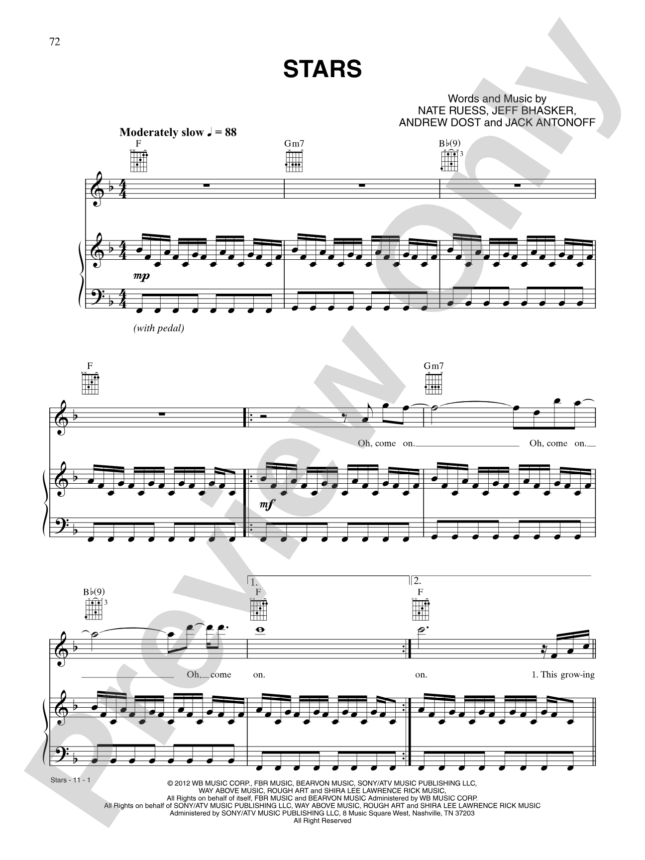 Stars: Piano/Vocal/Chords