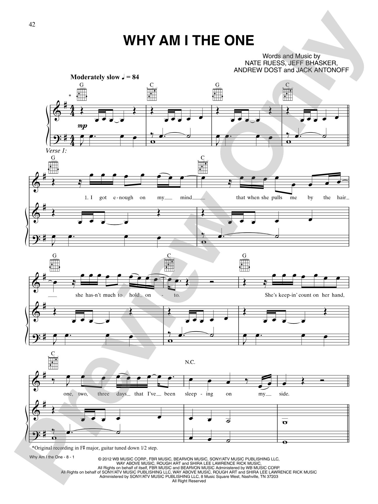 Why Am I the One: Piano/Vocal/Chords