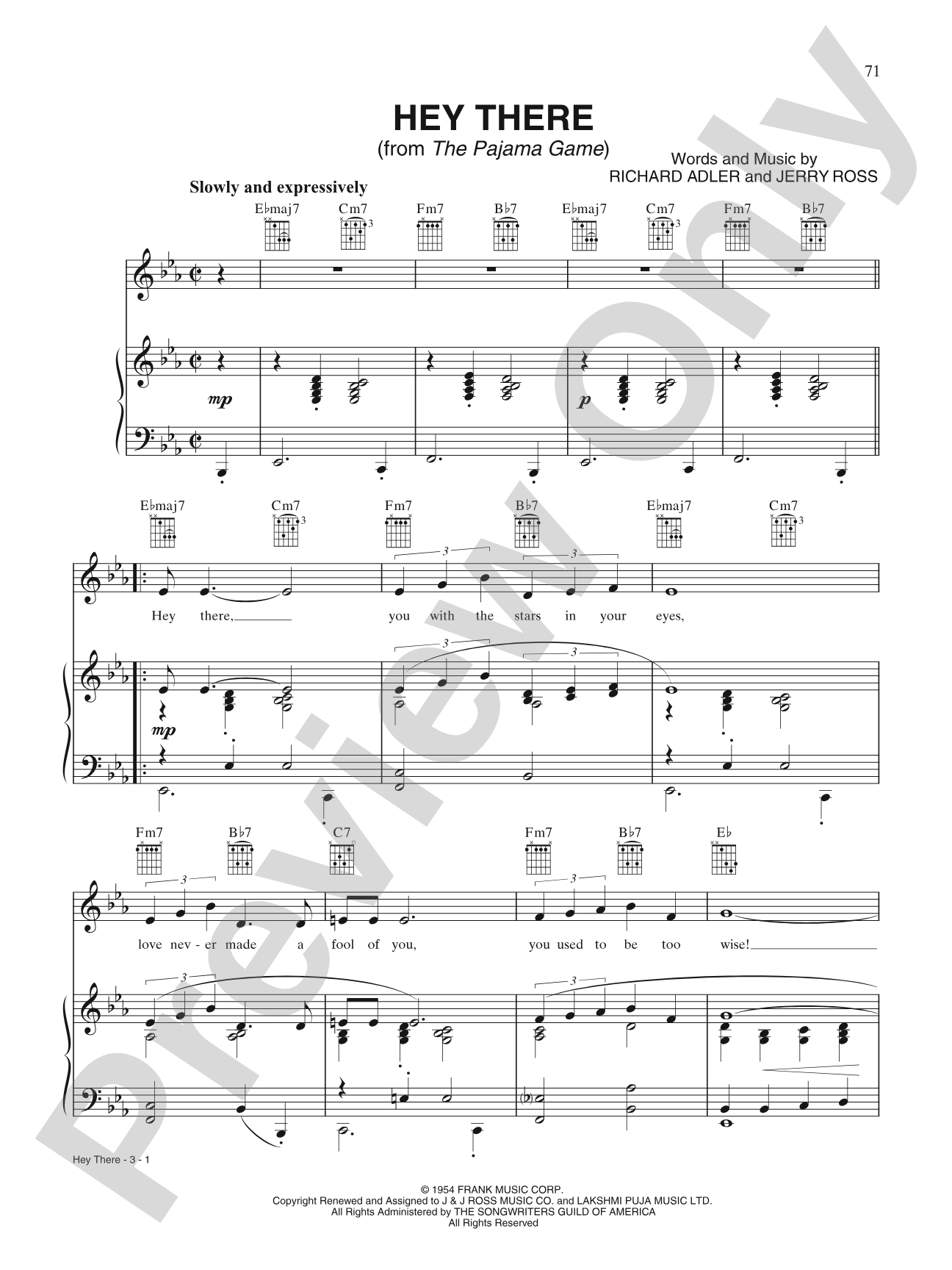 Hey There: Piano/Vocal/Chords