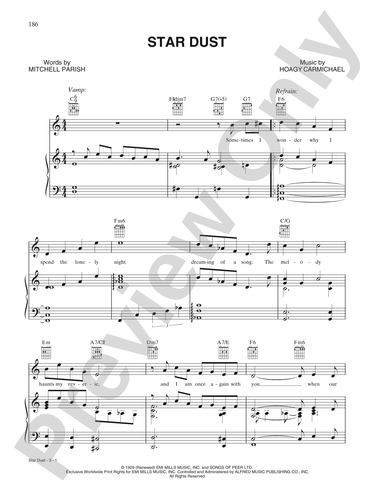 Star Dust: Piano/Vocal/Chords