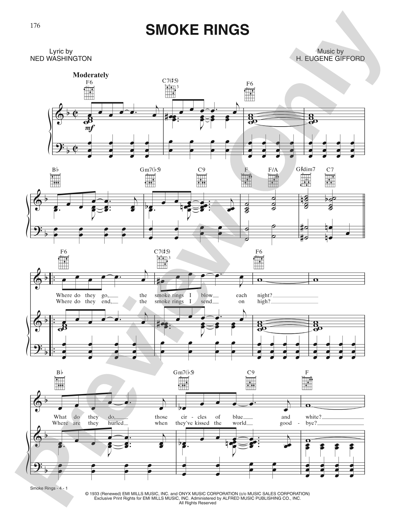 Smoke Rings: Piano/Vocal/Chords