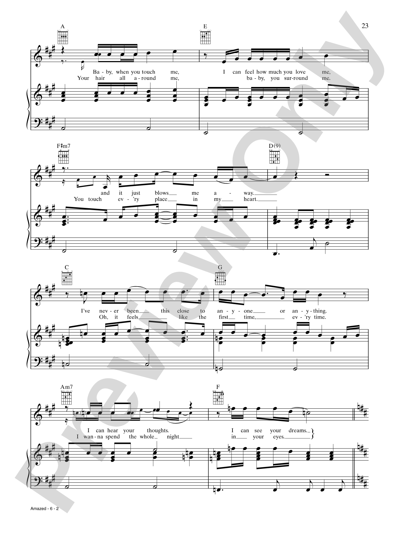 Amazed: Piano/Vocal/Chords