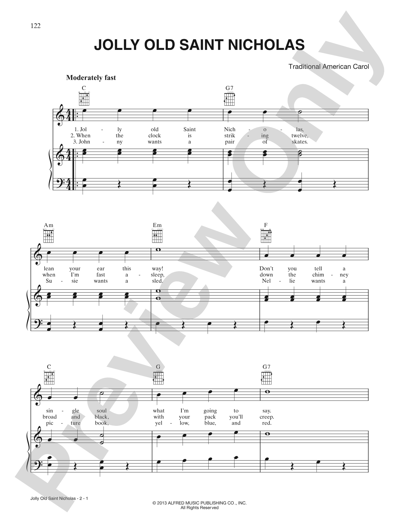 Jolly Old Saint Nicholas: Piano/Vocal/Chords