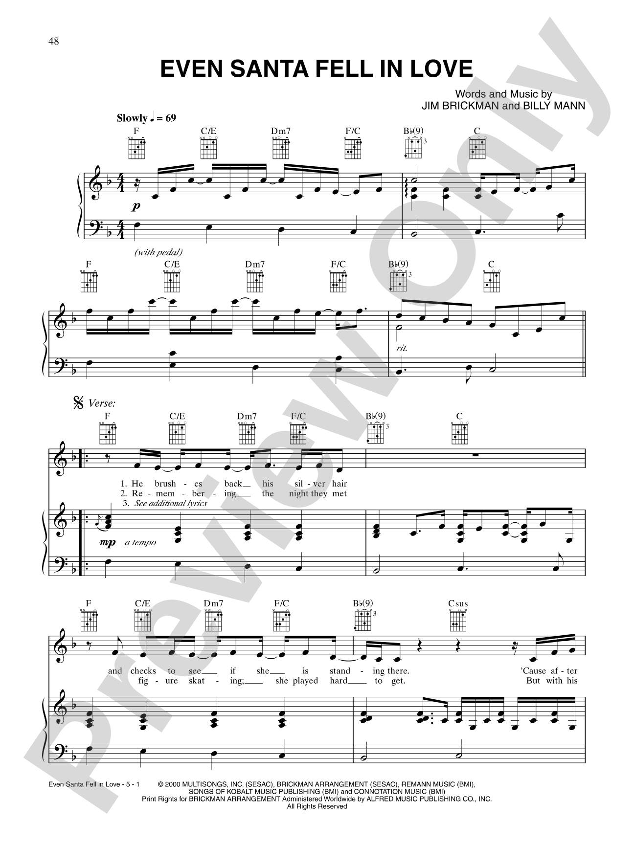 Even Santa Fell in Love: Piano/Vocal/Chords