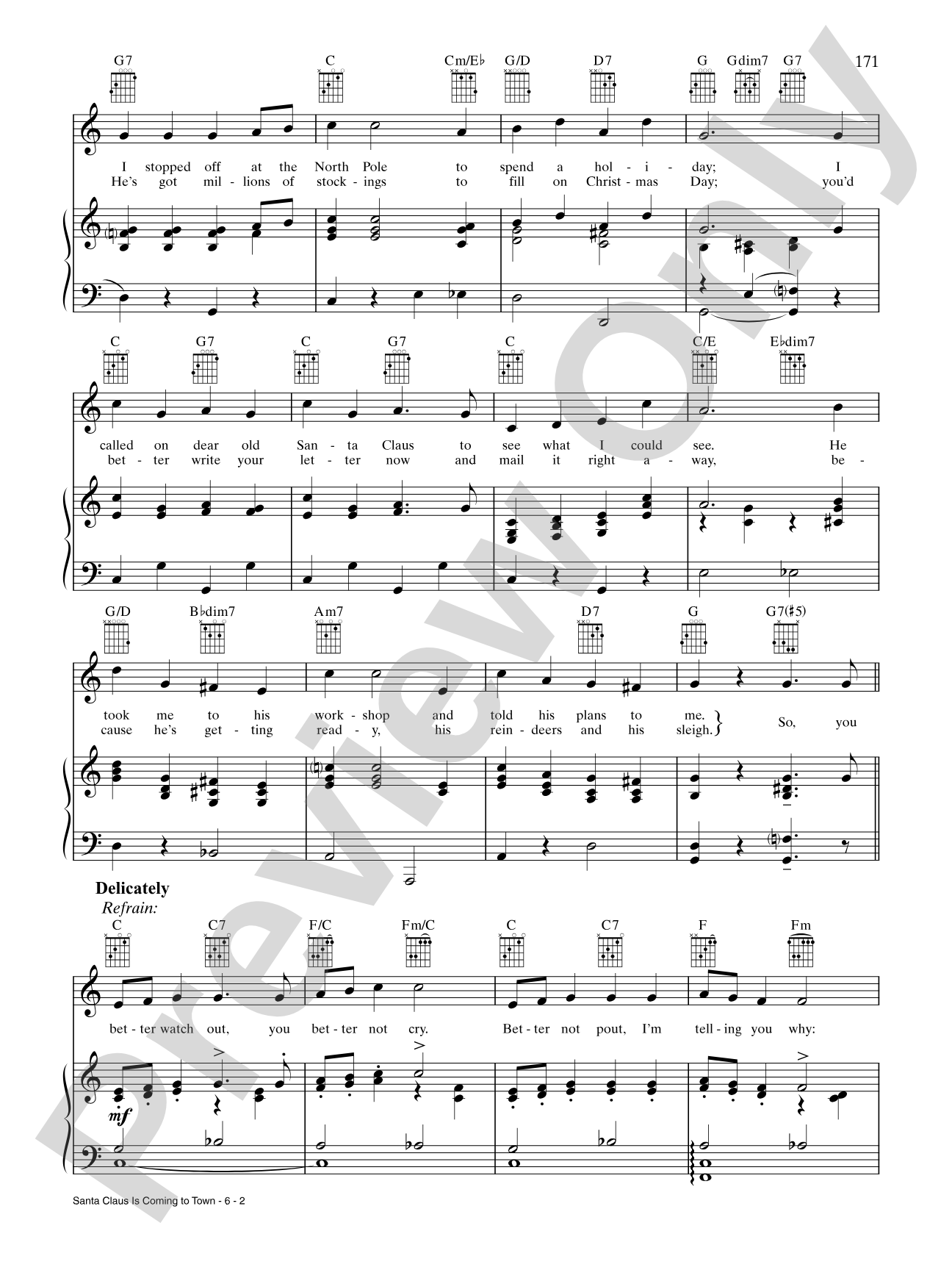 Santa Claus Is Comin' to Town: Piano/Vocal/Chords